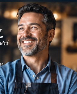 Confident business owner in his restaurant