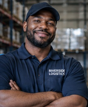 Logistics entrepreneur standing in his warehouse