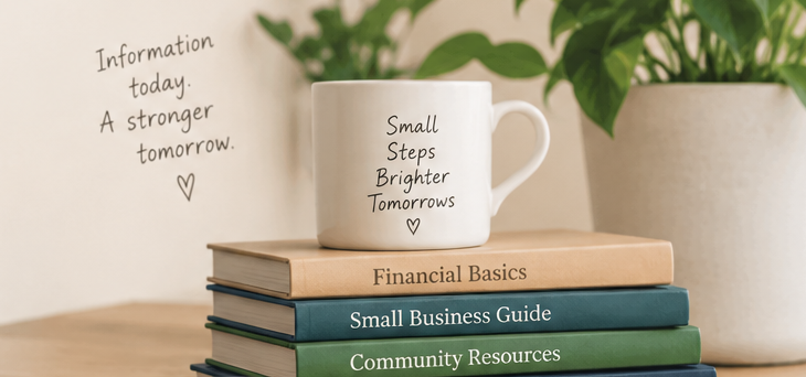 Warm work table with finance and planning guides